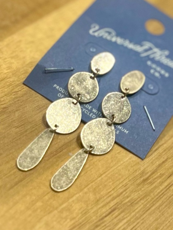 Universal Thread Jewelry - *3/$15, Universal Thread, Textured Gold Dangle Disc & Teardrop Earrings